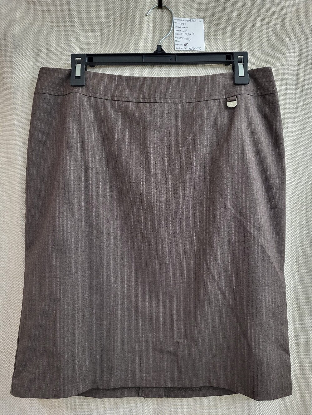 New York & Company Women's Stretch Brown Pinstriped Pencil Skirt Stretch Size 12